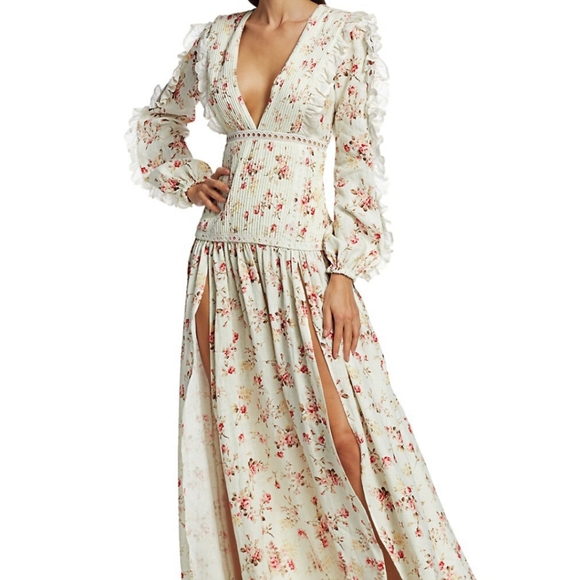 NWT🌼Wandering🌺 Floral Linen Maxi Ruffle Dress - Picture 11 of 11